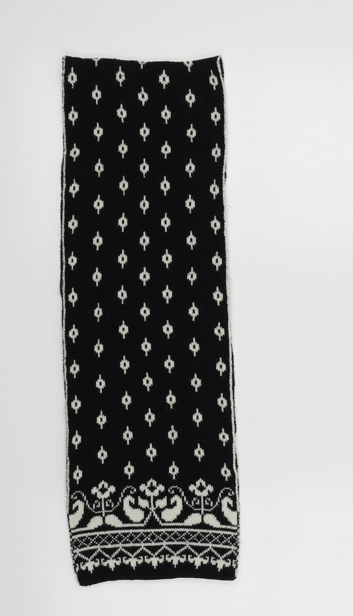 Preworn Womens Black Geometric Scarf