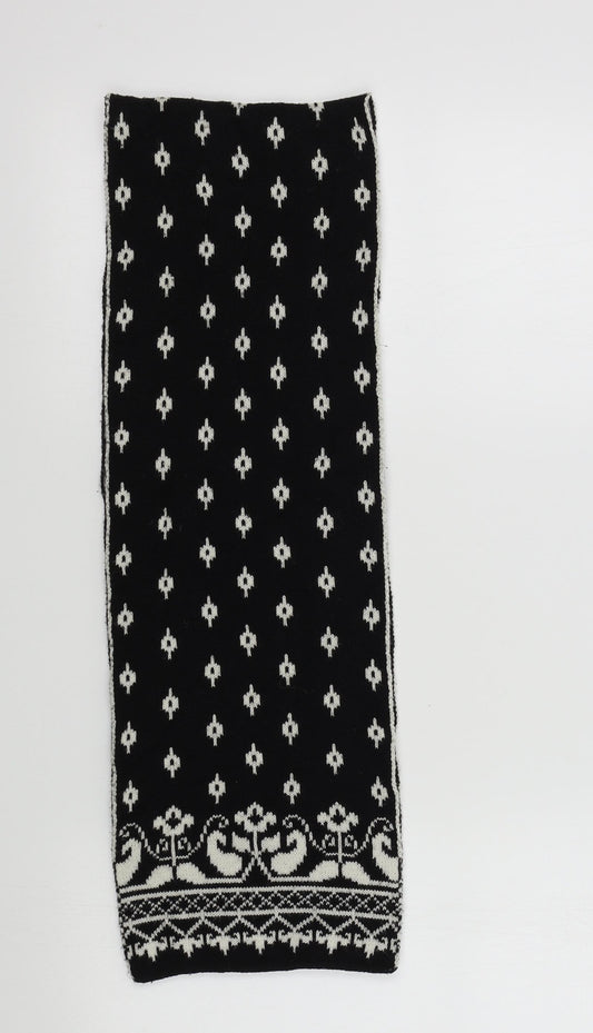 Front view of Preworn women’s black geometric scarf