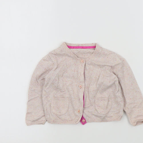 M&S Girls Pink Colourblock  Cardigan Jumper Size 12-18 Months