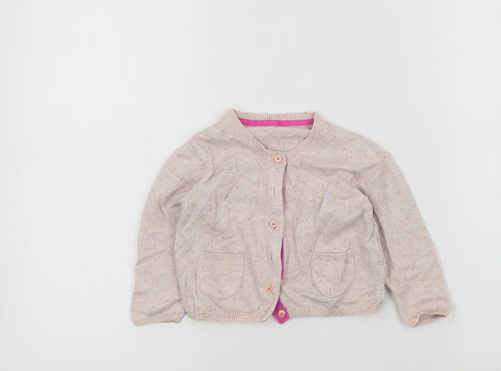 M&S Girls Pink Colourblock Cardigan Jumper Size 12-18 Months