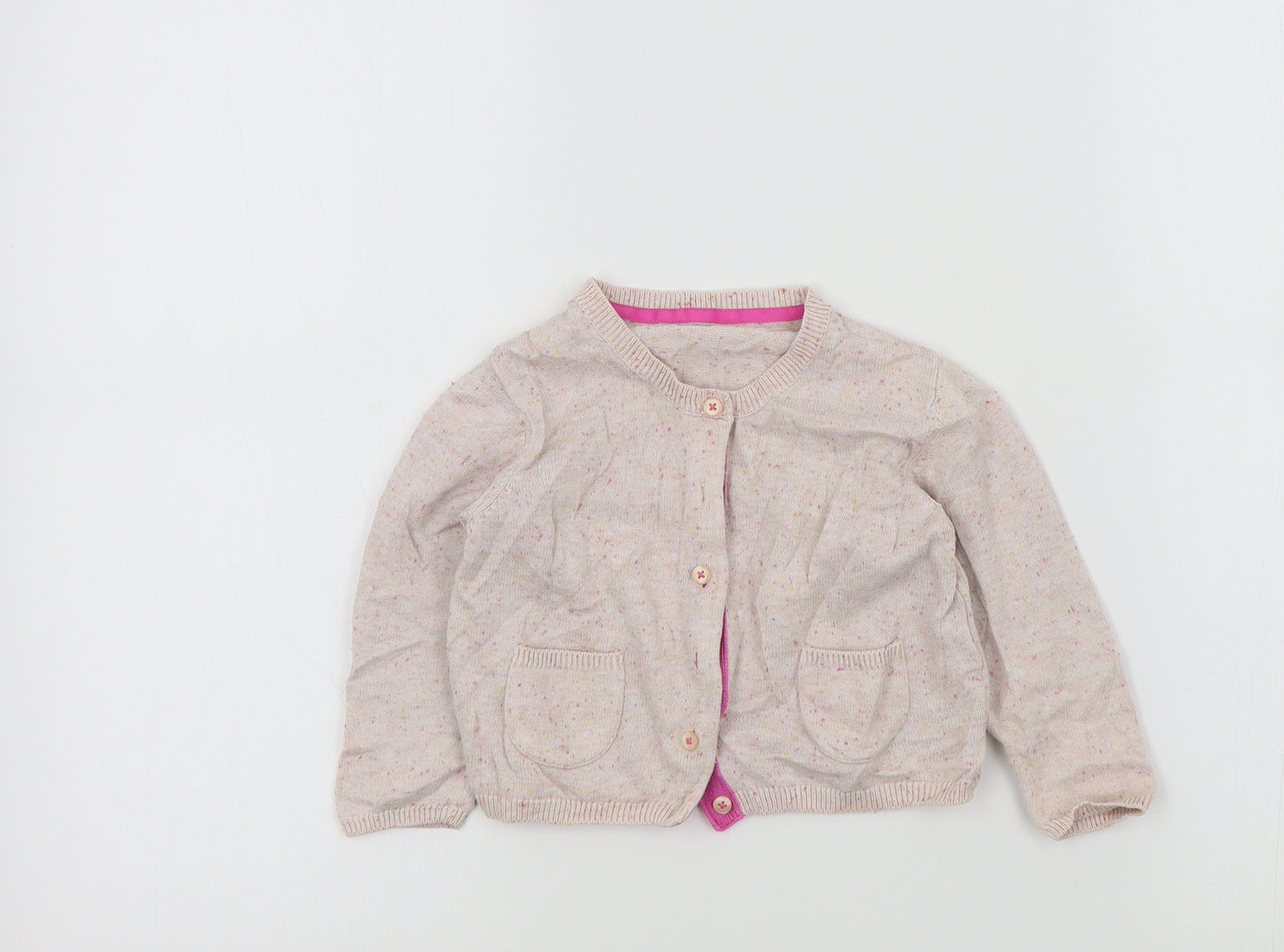 M&S Girls Pink Colourblock  Cardigan Jumper Size 12-18 Months