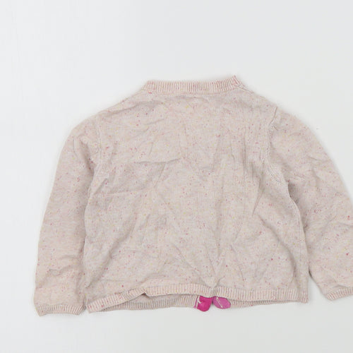 M&S Girls Pink Colourblock  Cardigan Jumper Size 12-18 Months