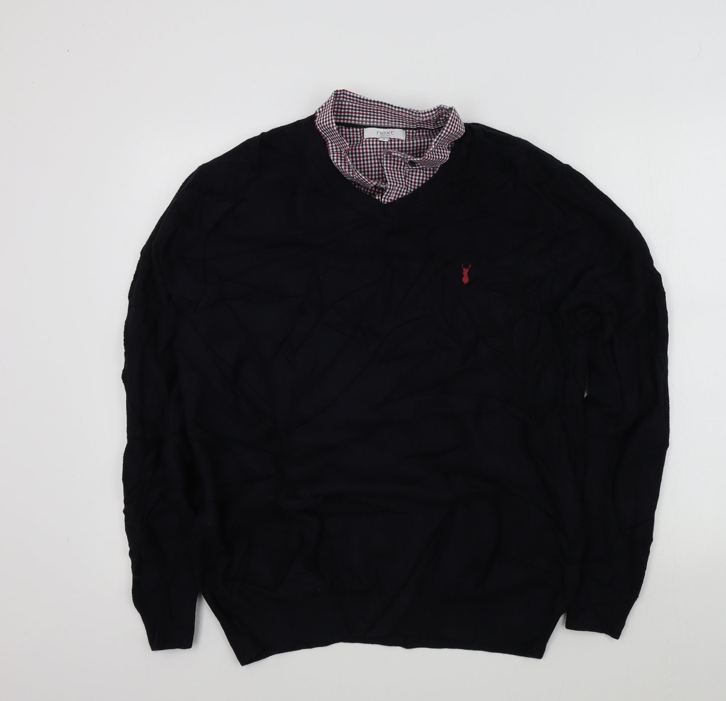 NEXT Mens Blue   Pullover Jumper Size XL  - shirt collar insert