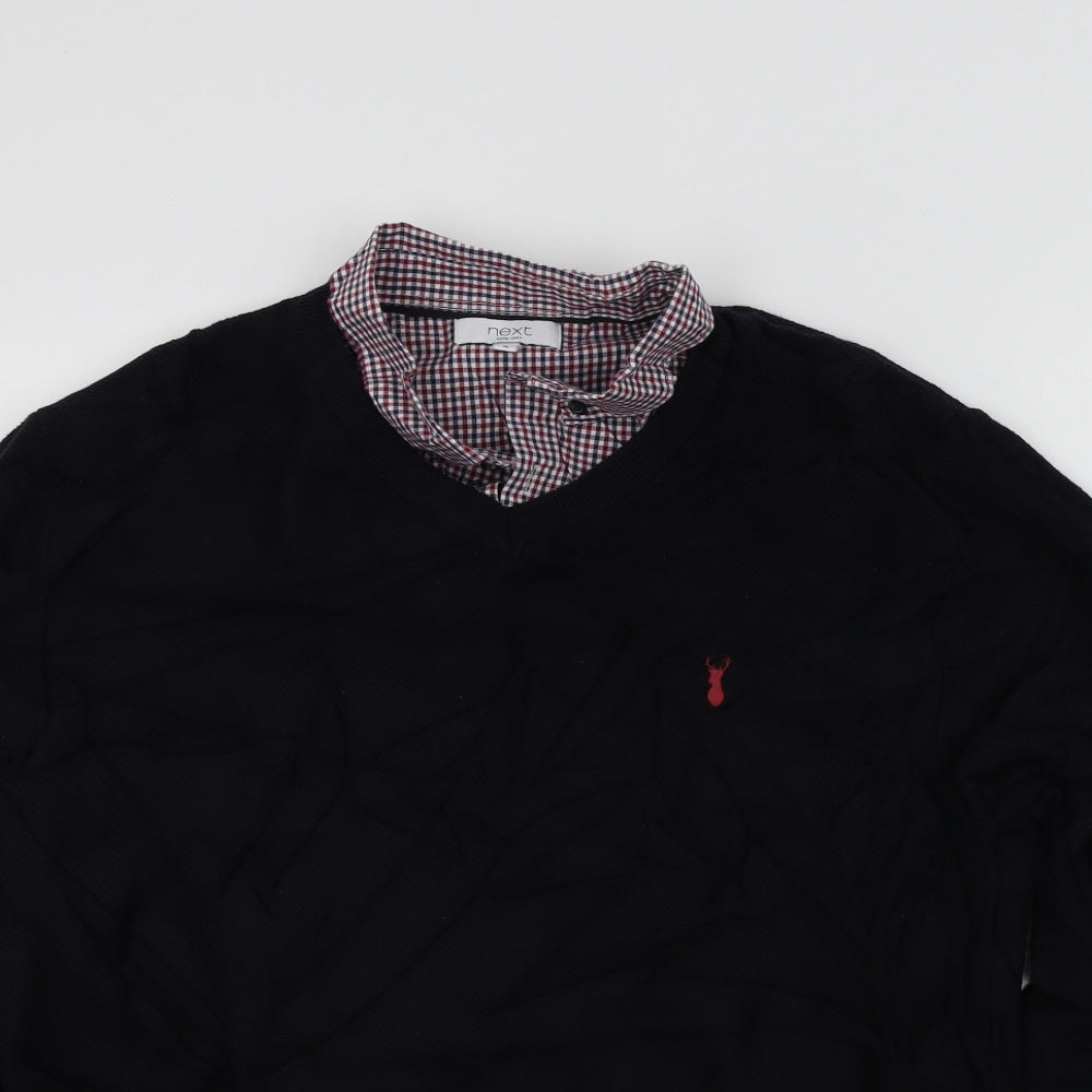 NEXT Mens Blue   Pullover Jumper Size XL  - shirt collar insert