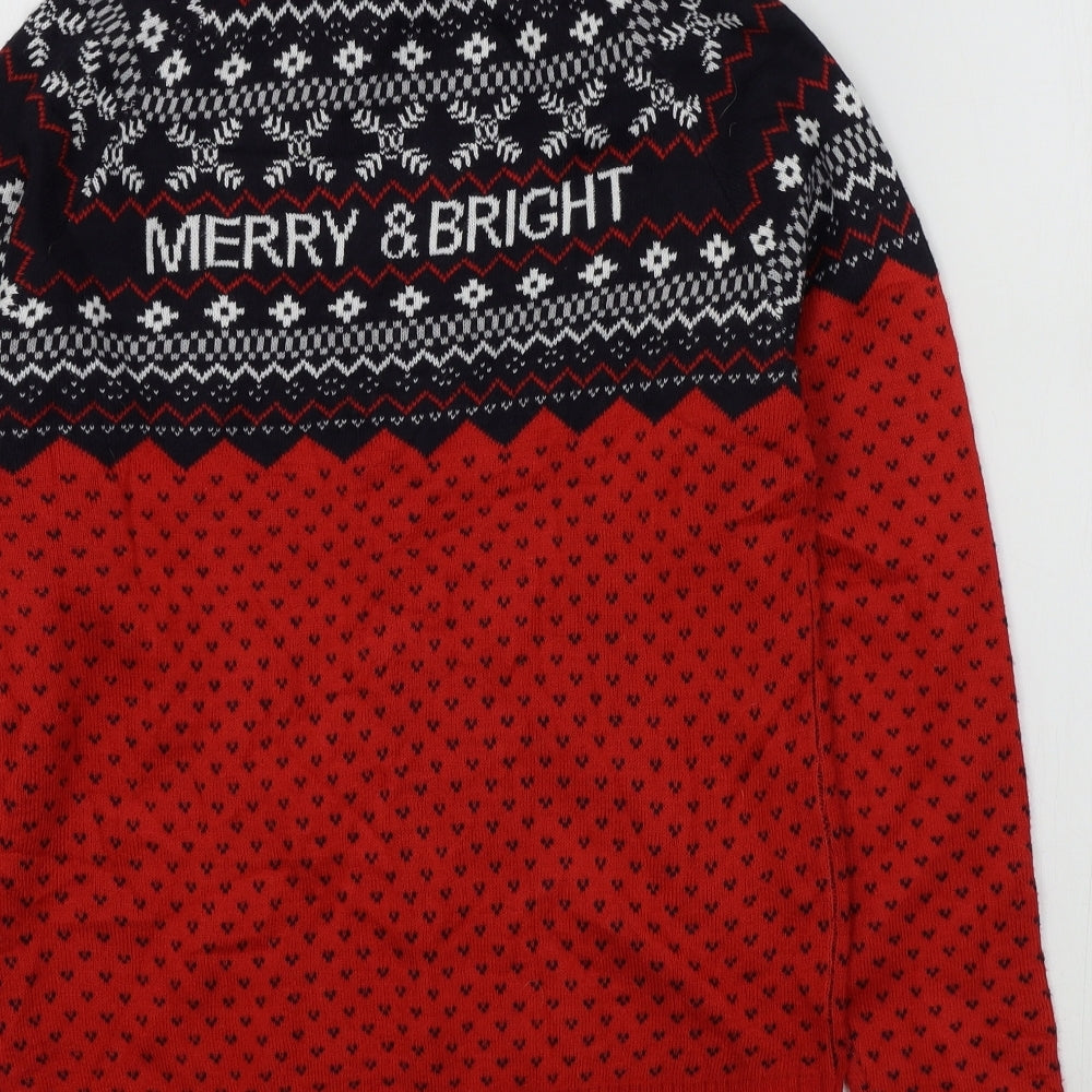 Avenue Womens Blue Geometric  Pullover Jumper Size 8  - christmas jumper