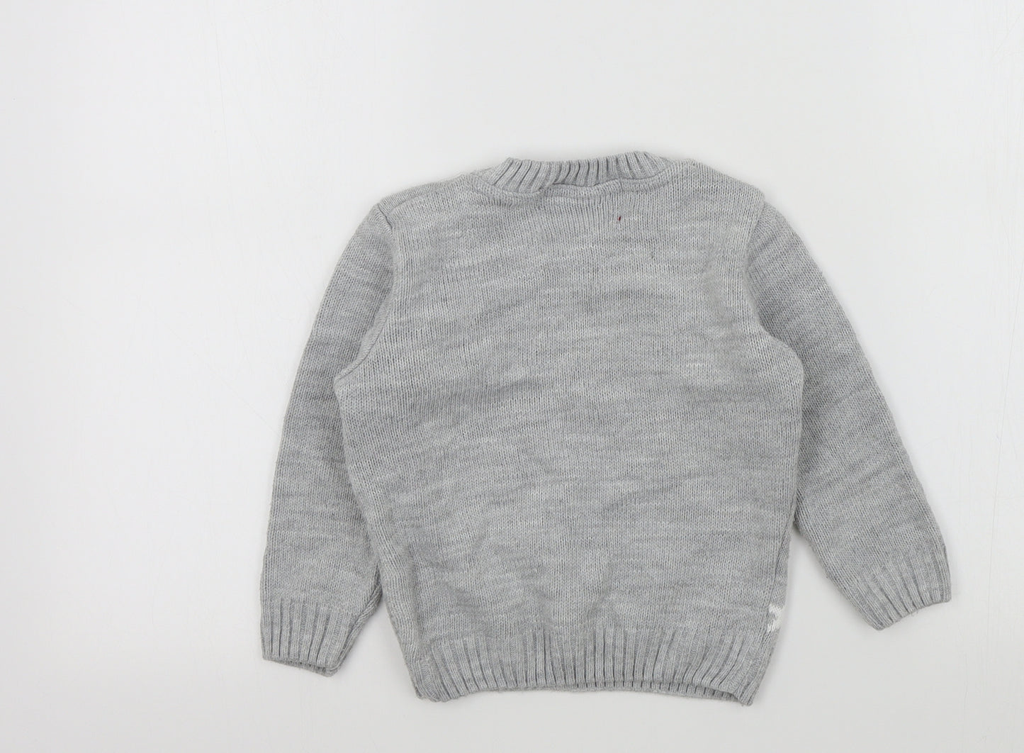 Preworn Boys Grey   Pullover Jumper Size 4-5 Years  - christmas jumper