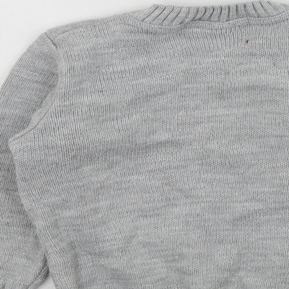Preworn Boys Grey   Pullover Jumper Size 4-5 Years  - christmas jumper