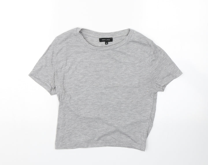 New Look Womens Grey Striped Wrap T-Shirt Size 10