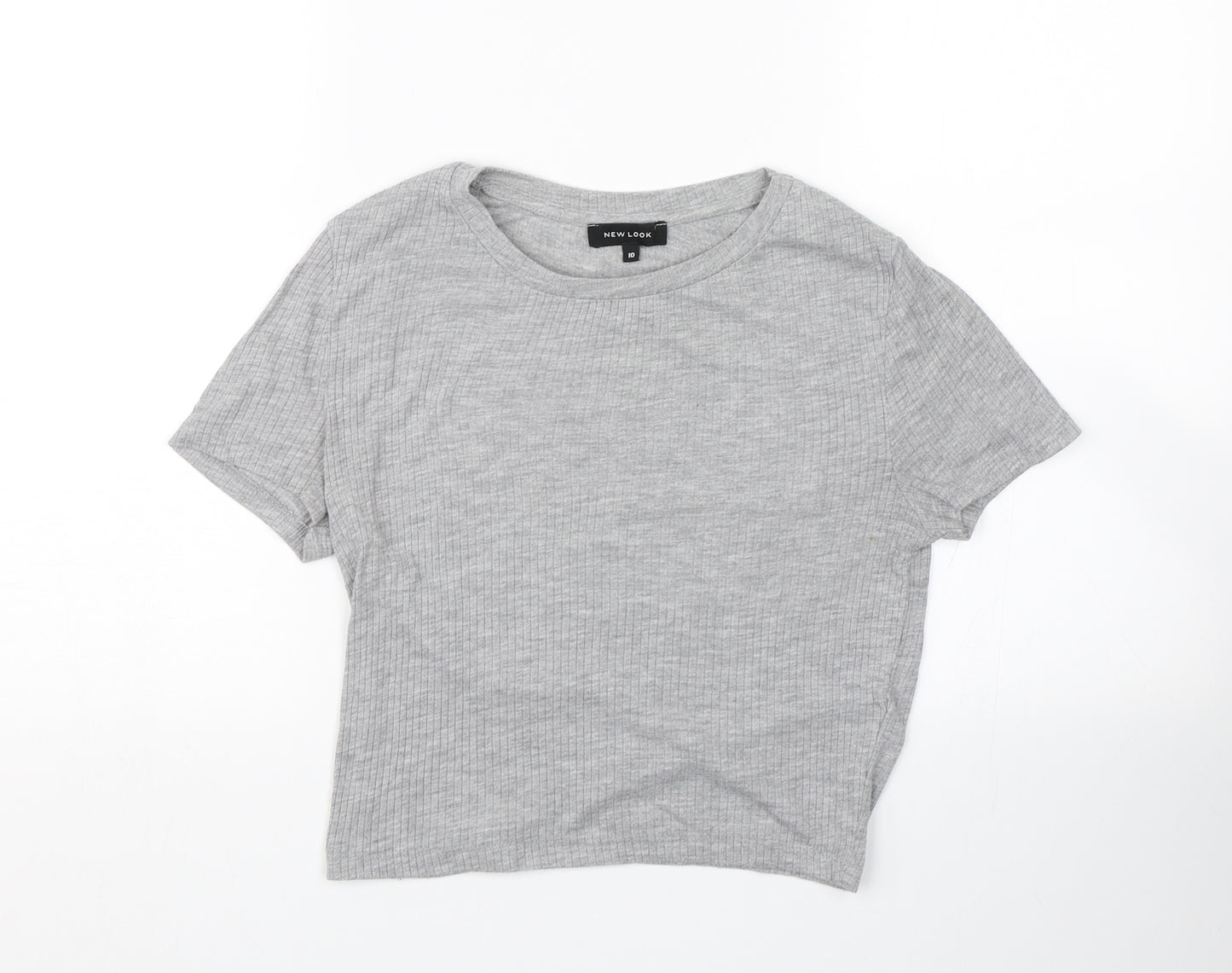 New Look Womens Grey Striped  Wrap T-Shirt Size 10