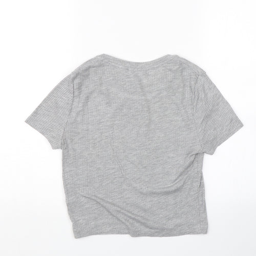 New Look Womens Grey Striped  Wrap T-Shirt Size 10