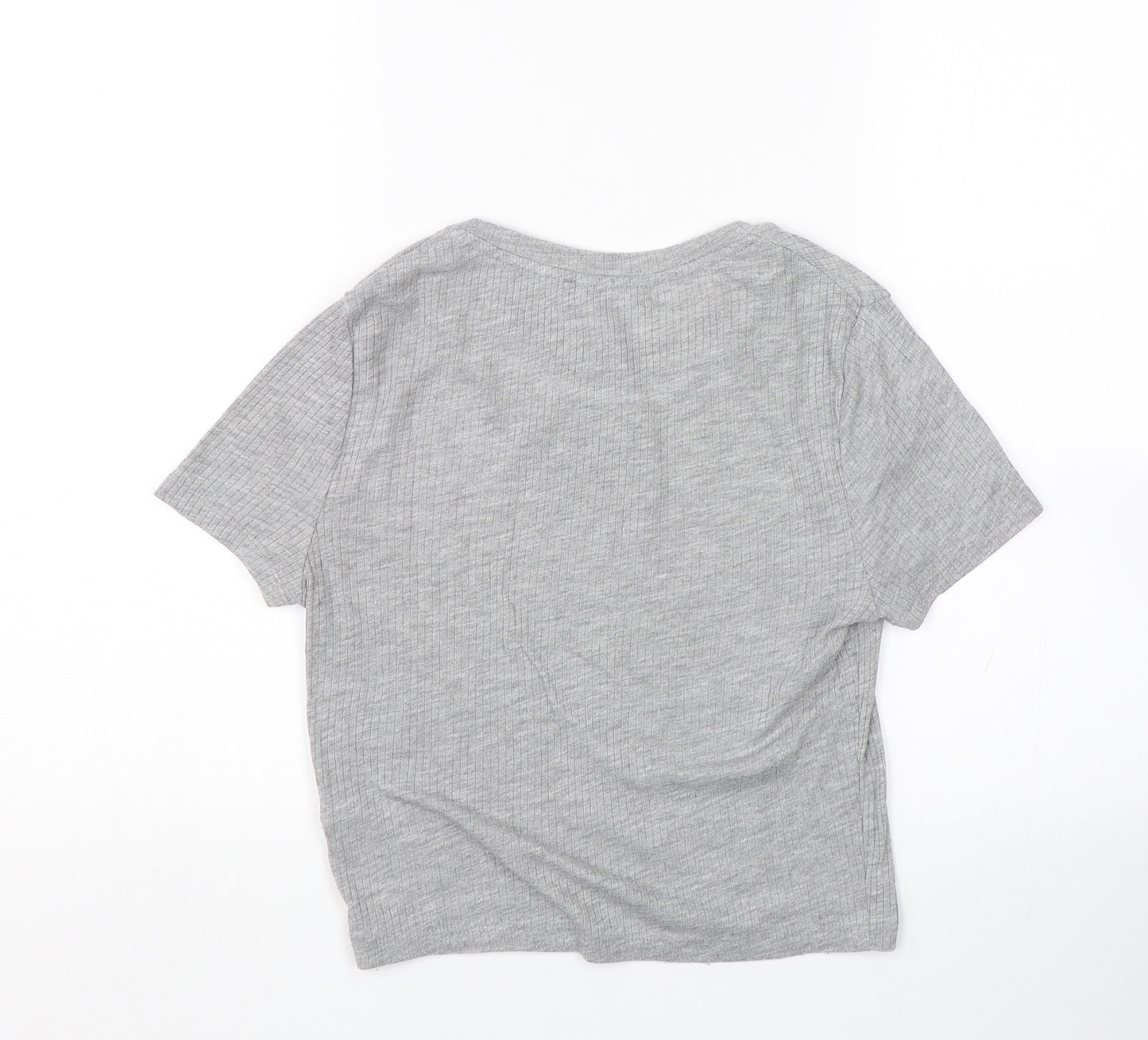 New Look Womens Grey Striped  Wrap T-Shirt Size 10