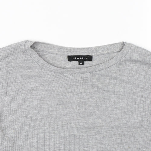 New Look Womens Grey Striped  Wrap T-Shirt Size 10