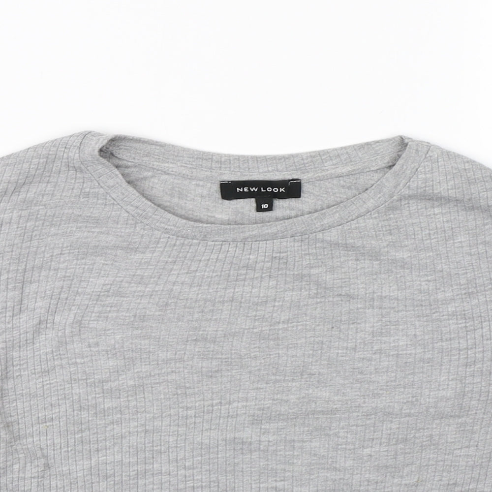 New Look Womens Grey Striped  Wrap T-Shirt Size 10