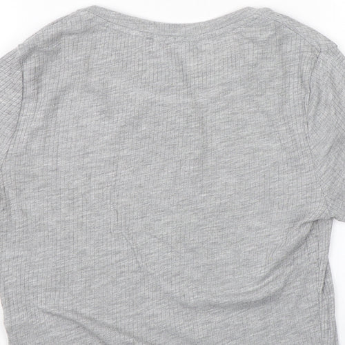 New Look Womens Grey Striped  Wrap T-Shirt Size 10
