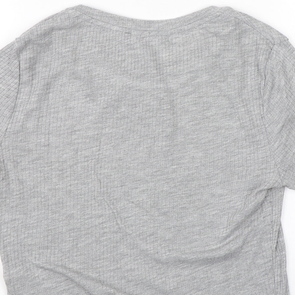 New Look Womens Grey Striped  Wrap T-Shirt Size 10