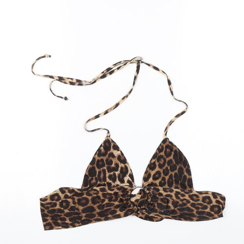PRETTYLITTLETHING Womens Brown Animal Print  Cropped Tank Size 8