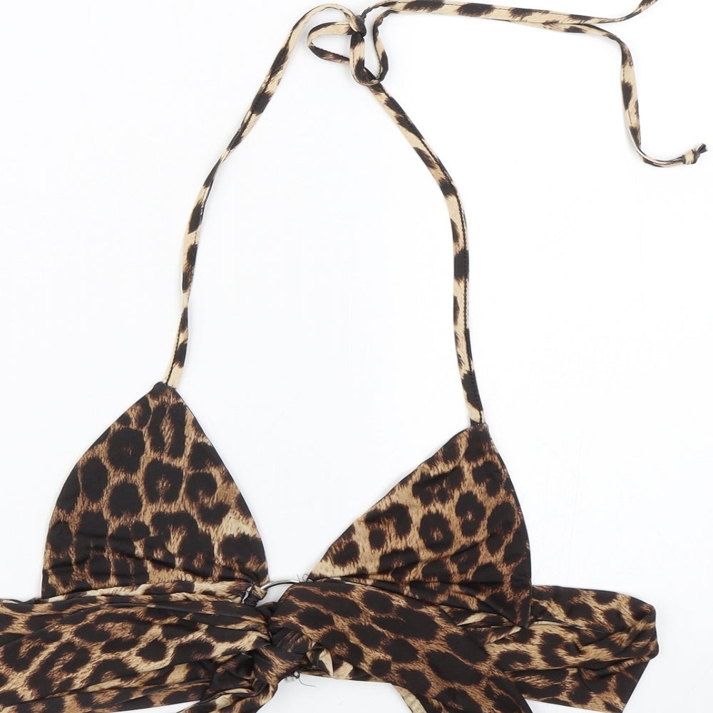 PRETTYLITTLETHING Womens Brown Animal Print  Cropped Tank Size 8