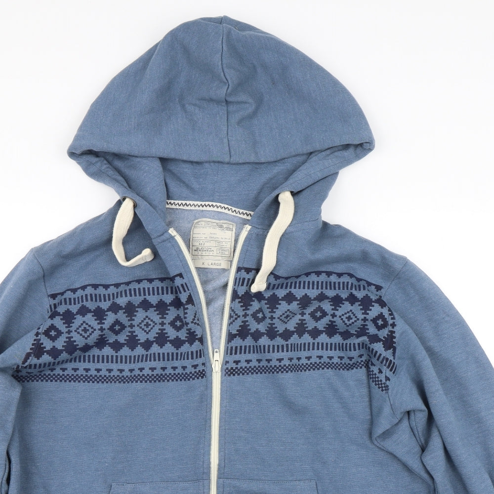 Burton Mens Blue Argyle/Diamond  Full Zip Hoodie Size XL