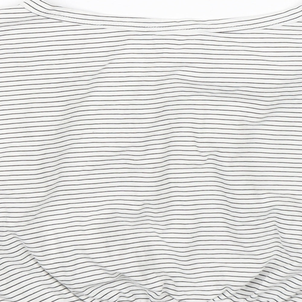 Primark Womens White Striped  Cropped T-Shirt Size M
