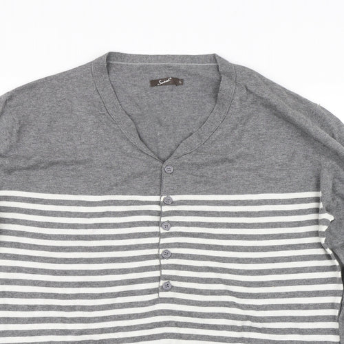 SCOUT Mens Grey Striped  Pullover Jumper Size L