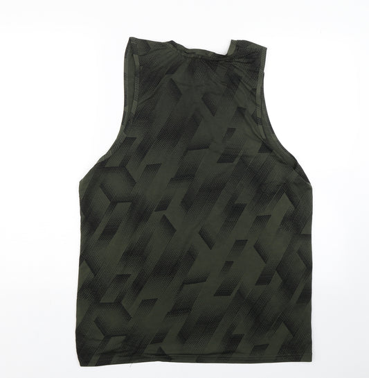 Priamrk Womens Green Geometric  Basic Tank Size M