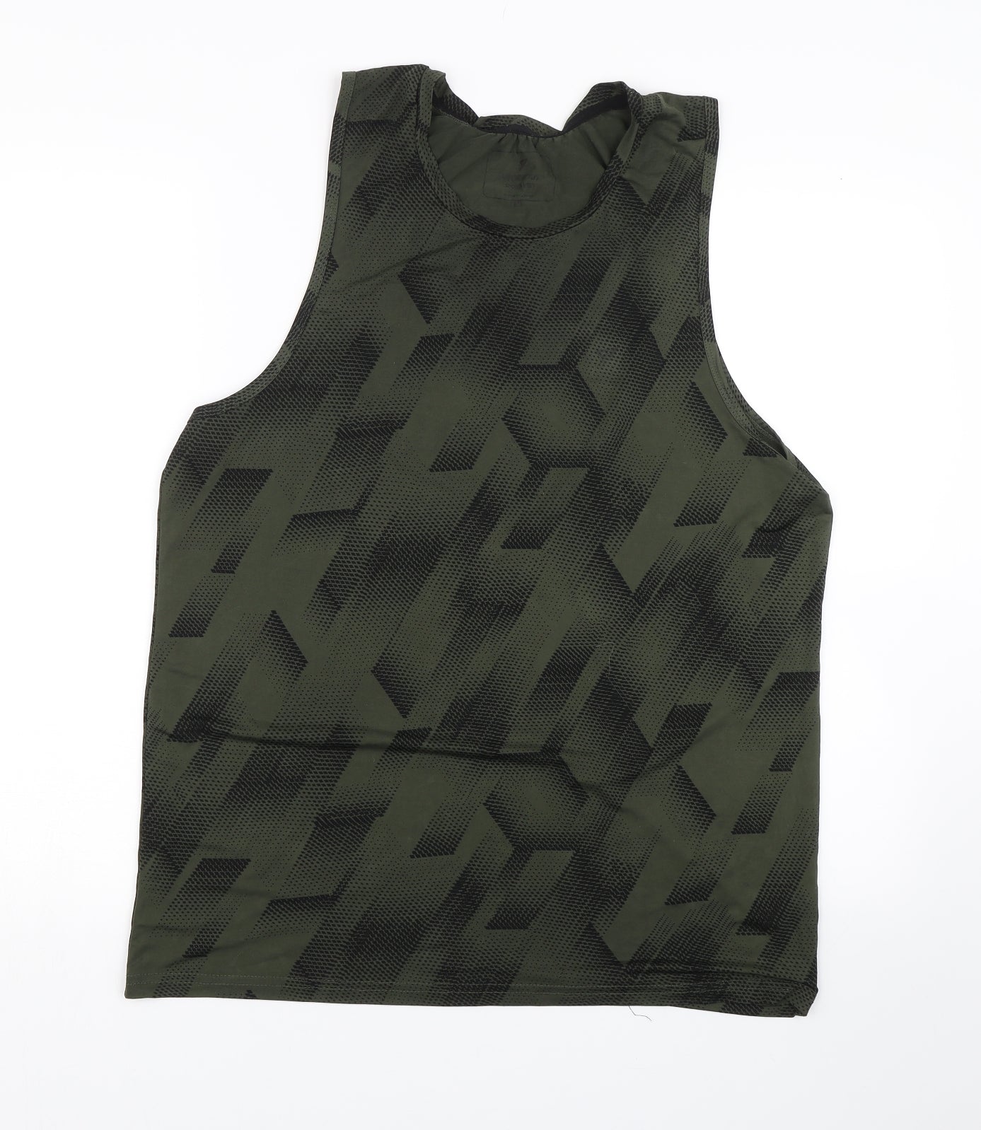 Priamrk Womens Green Geometric  Basic Tank Size M