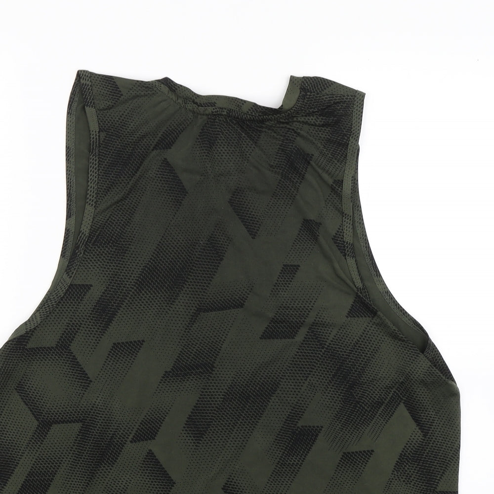 Priamrk Womens Green Geometric  Basic Tank Size M