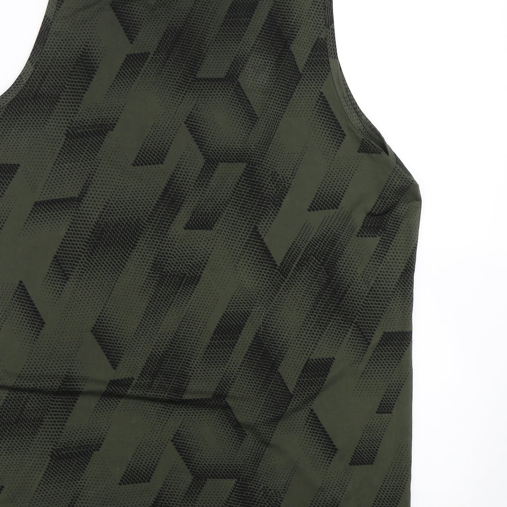 Priamrk Womens Green Geometric  Basic Tank Size M