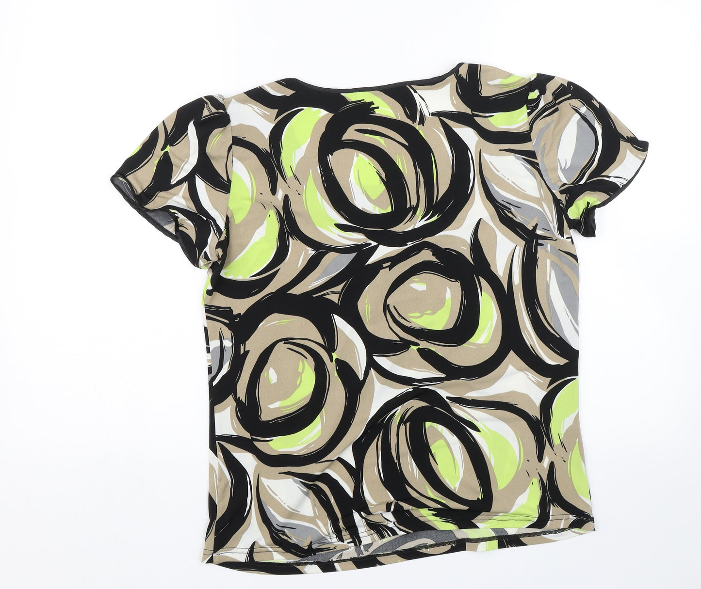 Monacco Womens Green Geometric  Basic T-Shirt Size 14