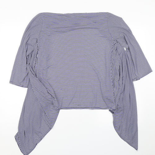Laura D Womens Blue Striped  Cardigan Jumper Size M