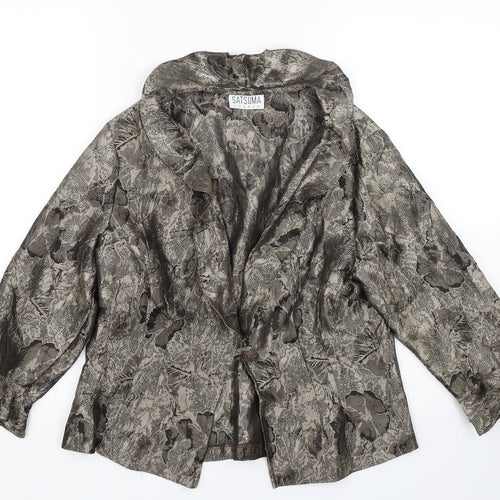 Satsuma Womens Gold Floral  Jacket Blazer Size 12
