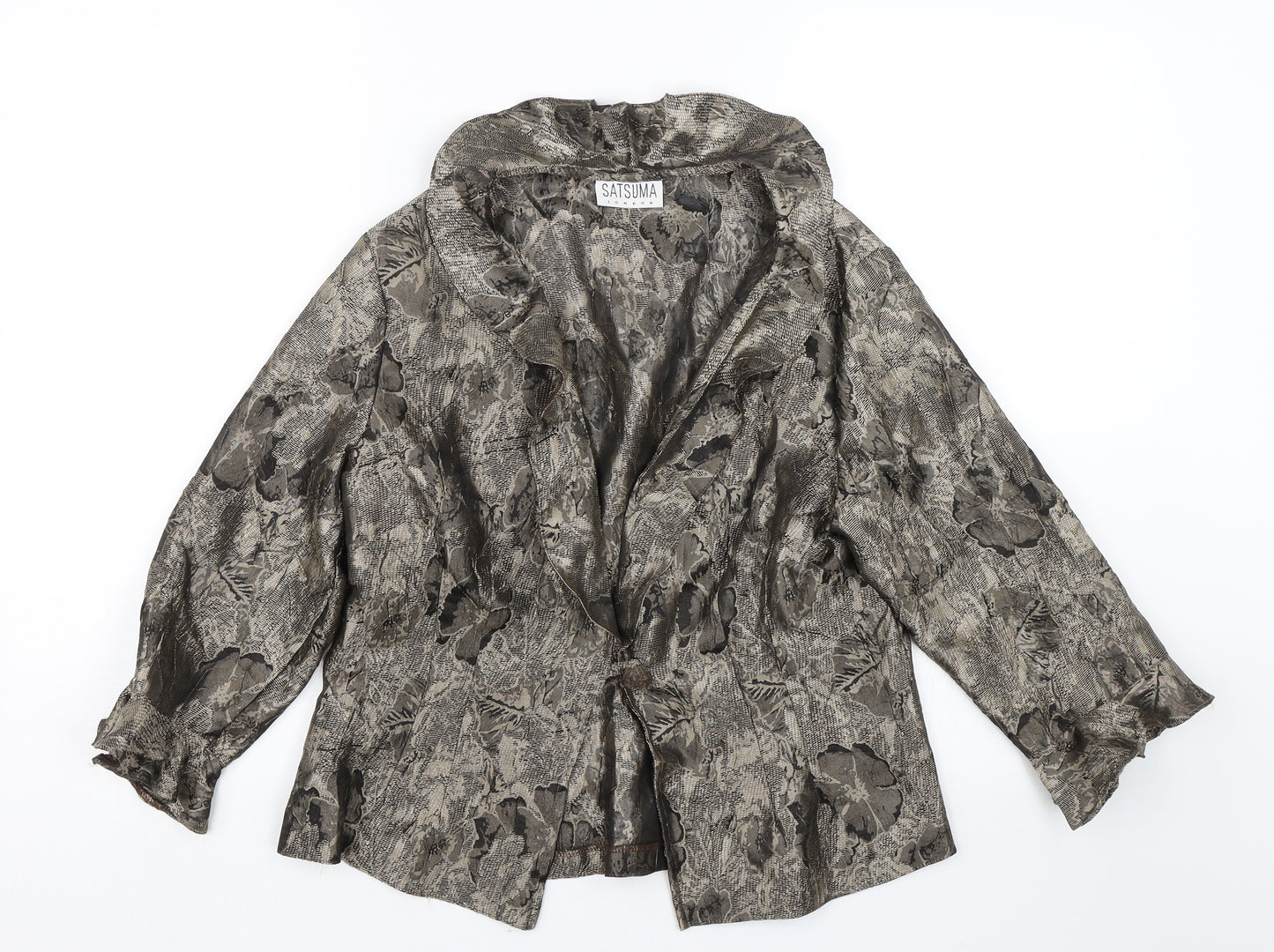 Satsuma Womens Gold Floral  Jacket Blazer Size 12