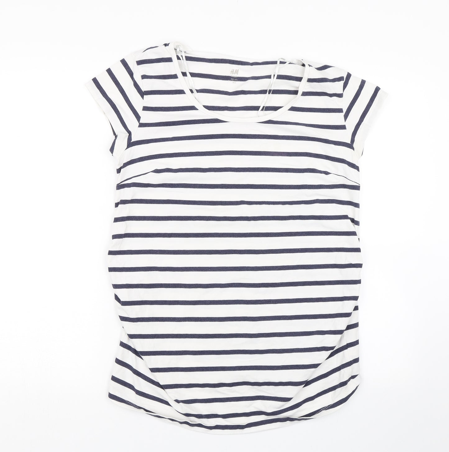 H&M Mama Womens Blue Striped  Basic T-Shirt Size M