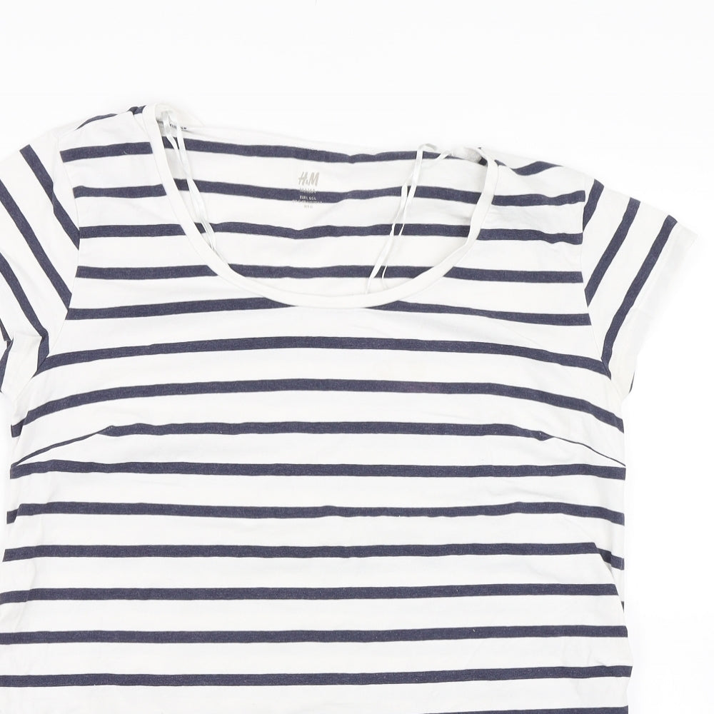 H&M Mama Womens Blue Striped  Basic T-Shirt Size M