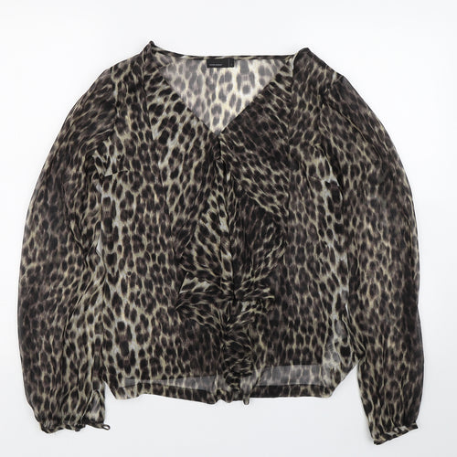 VERO MODA Womens Brown Animal Print  Basic Blouse Size S