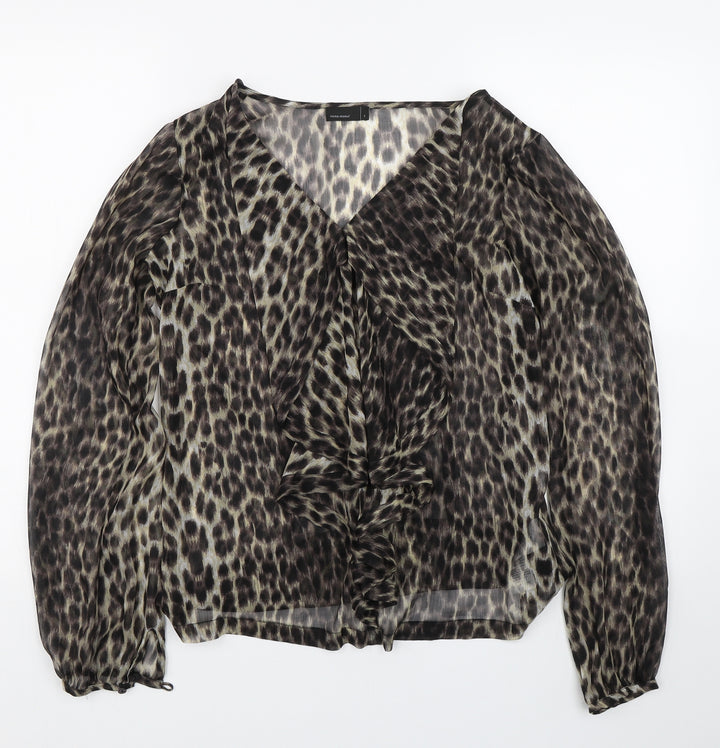 VERO MODA Womens Brown Animal Print Basic Blouse Size S