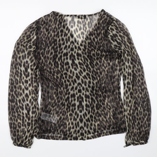 VERO MODA Womens Brown Animal Print  Basic Blouse Size S