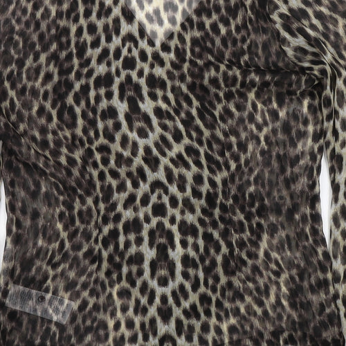 VERO MODA Womens Brown Animal Print  Basic Blouse Size S