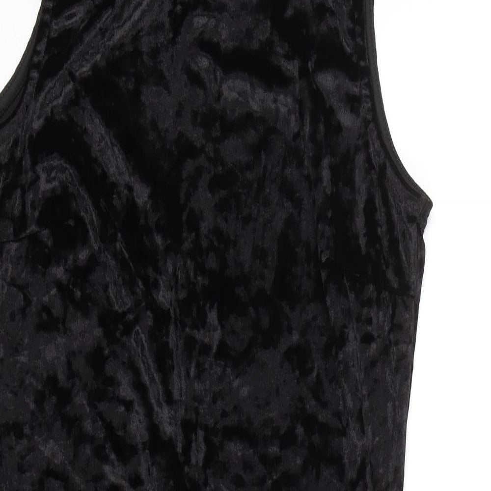 Miss Selfridge Womens Black  Velour Tank Dress  Size 10