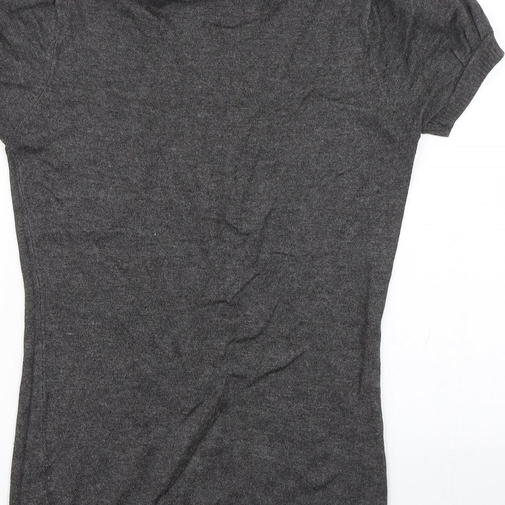 Panacher Womens Grey  Knit Basic T-Shirt Size S