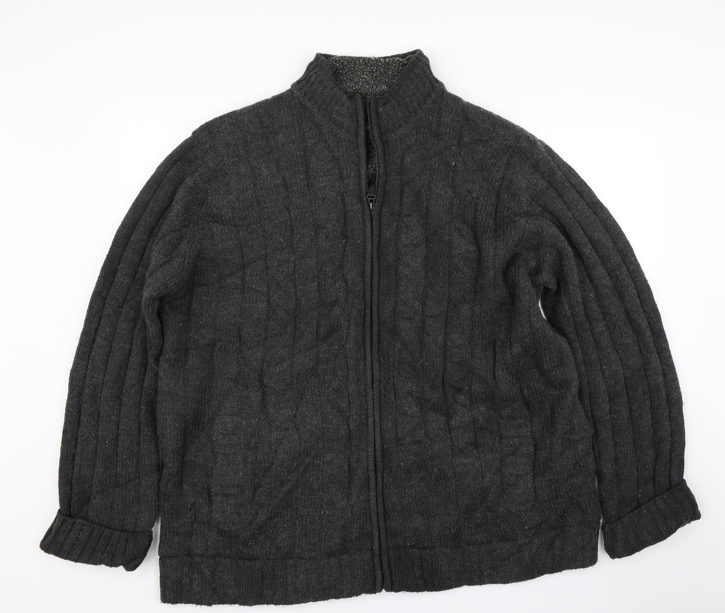 F&F Mens Grey  Knit Full Zip Sweatshirt Size 3XL
