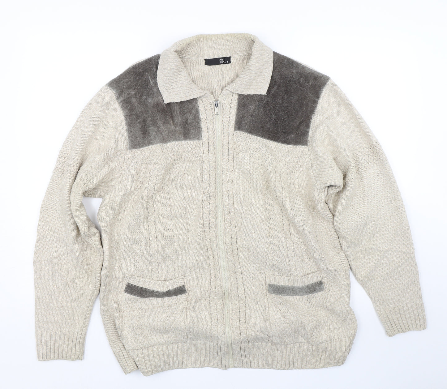 BHS Womens Beige   Full Zip Jumper Size S