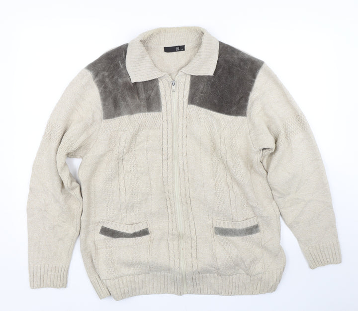 BHS Womens Beige Full Zip Jumper Size S