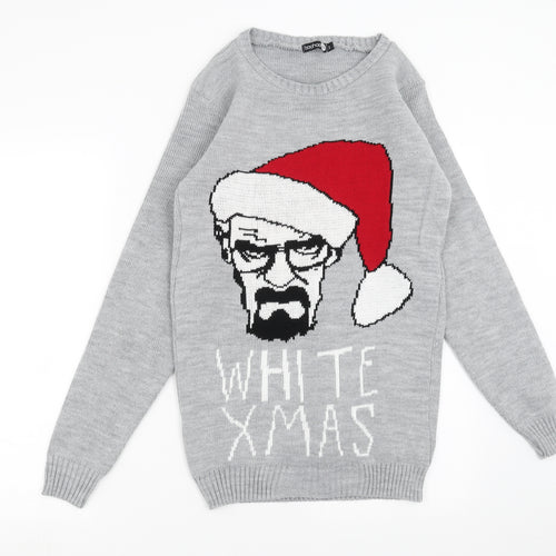 BOOHOO MAN Mens Grey  Knit Pullover Jumper Size S  - breaking bad christmas