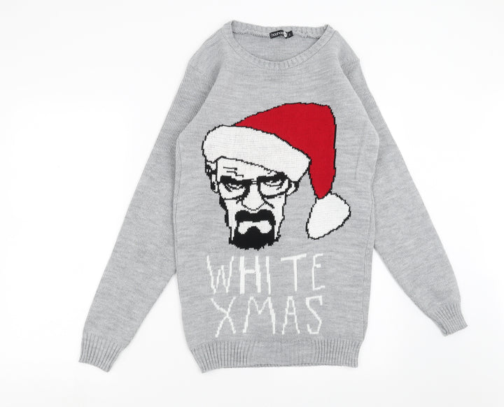 BOOHOO MAN Mens Grey  Knit Pullover Jumper Size S  - breaking bad christmas