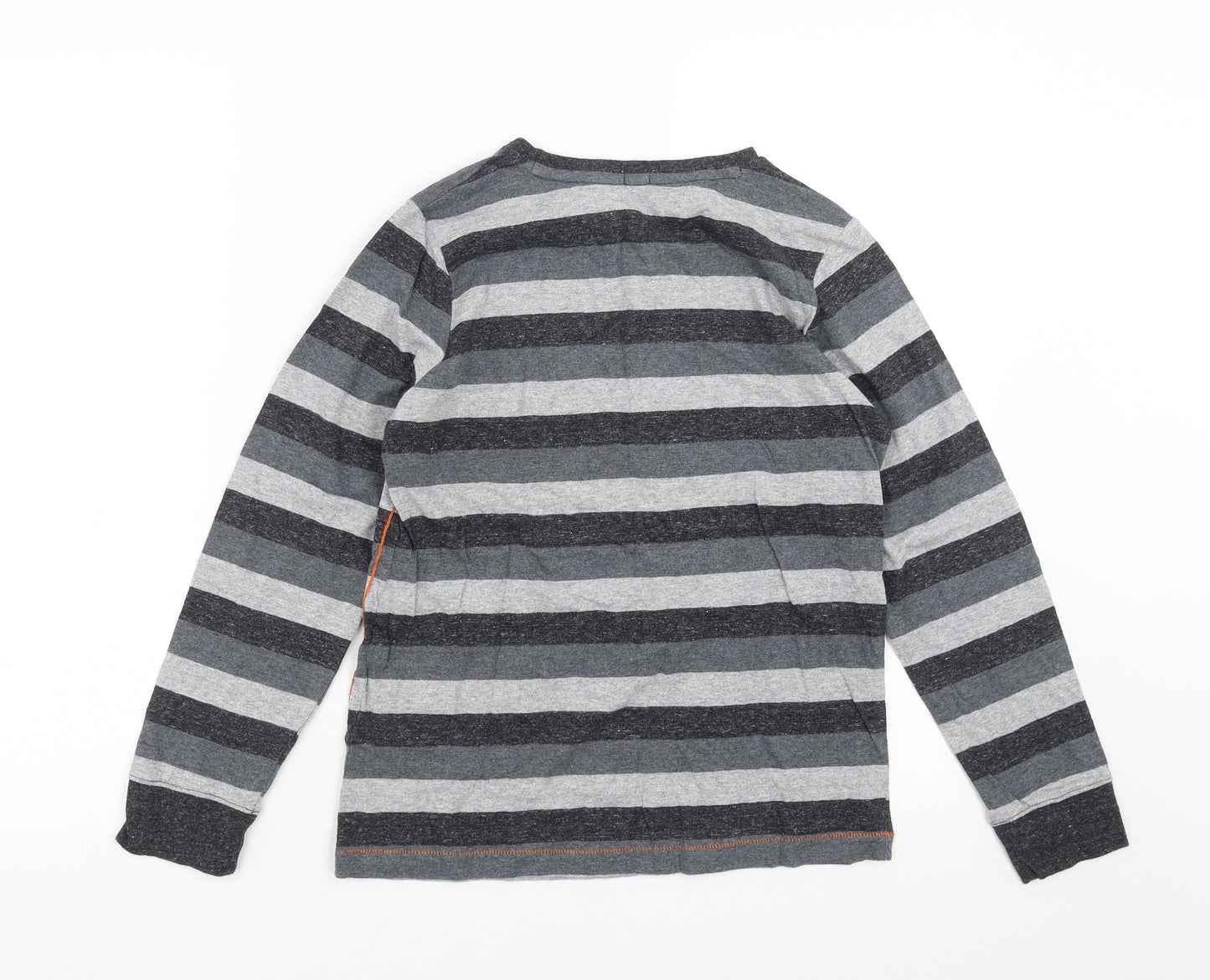 F&F Boys Grey Striped  Basic T-Shirt Size 10-11 Years