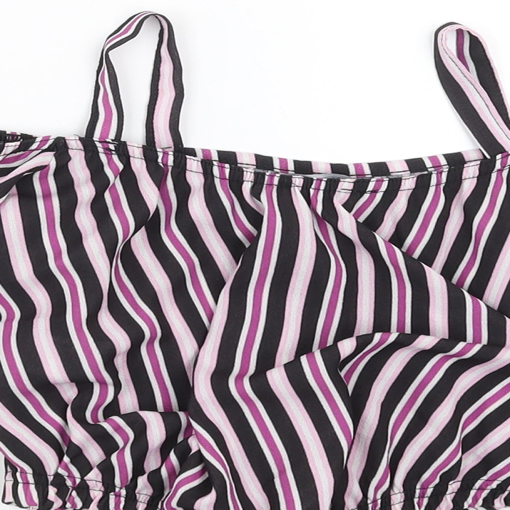 M&Co Girls Purple Striped  Cropped Blouse Size 9 Years