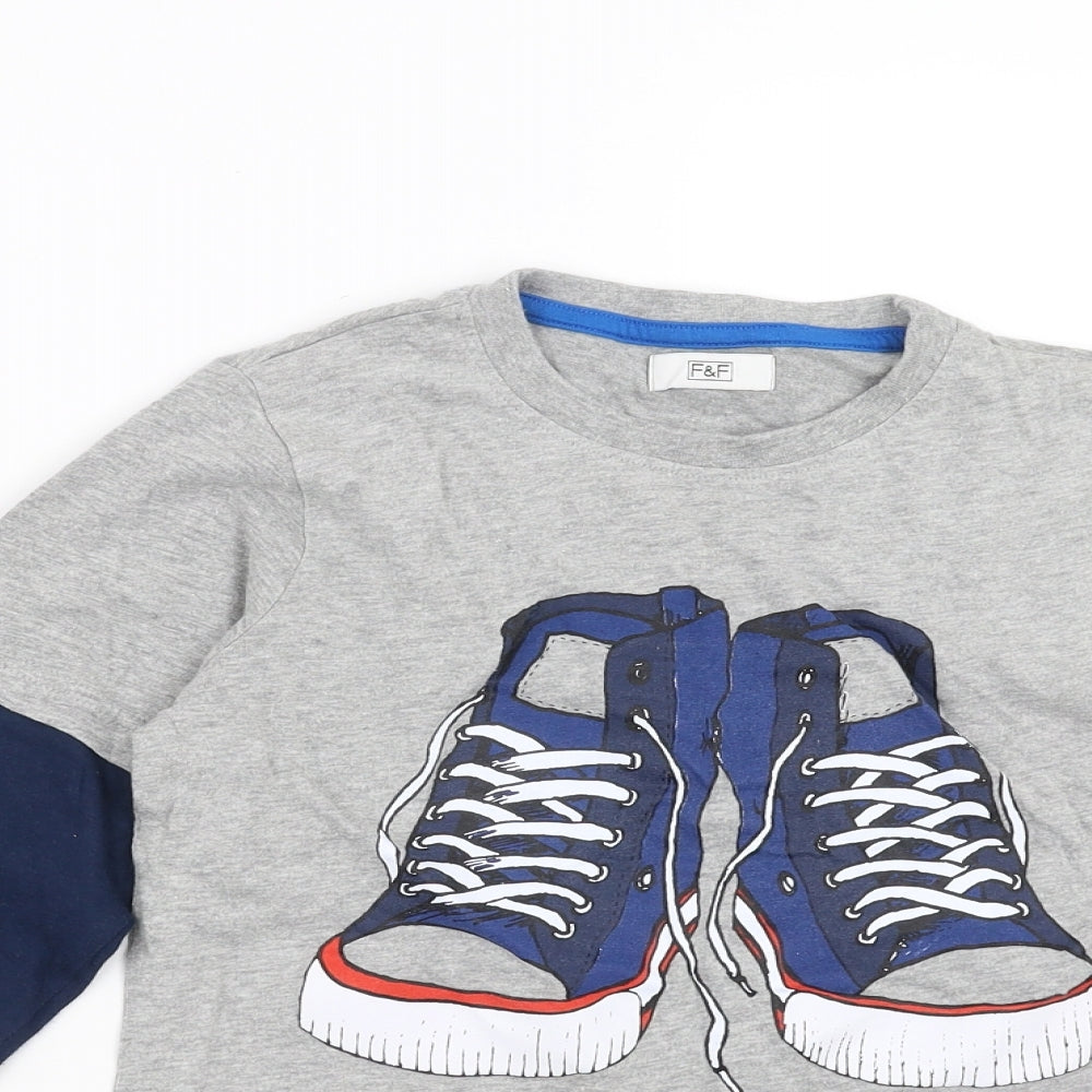 F&F Boys Grey   Basic T-Shirt Size 9-10 Years  - shoes