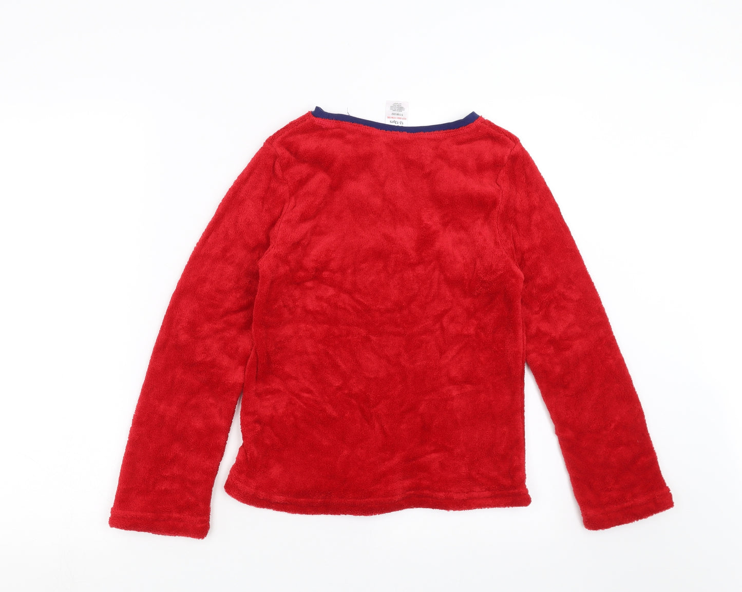 Peacocks Boys Red Solid Fleece  Pyjama Top Size 12-13 Years  - cool yule