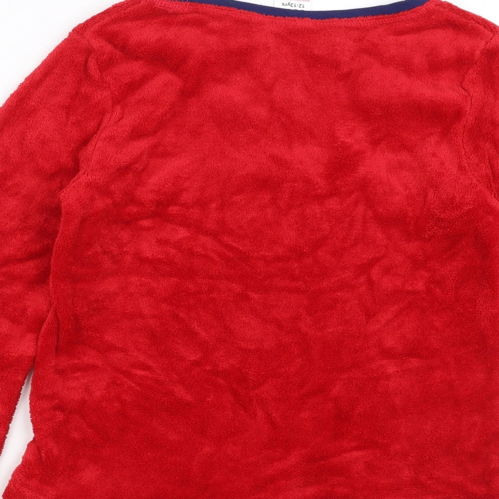 Peacocks Boys Red Solid Fleece  Pyjama Top Size 12-13 Years  - cool yule